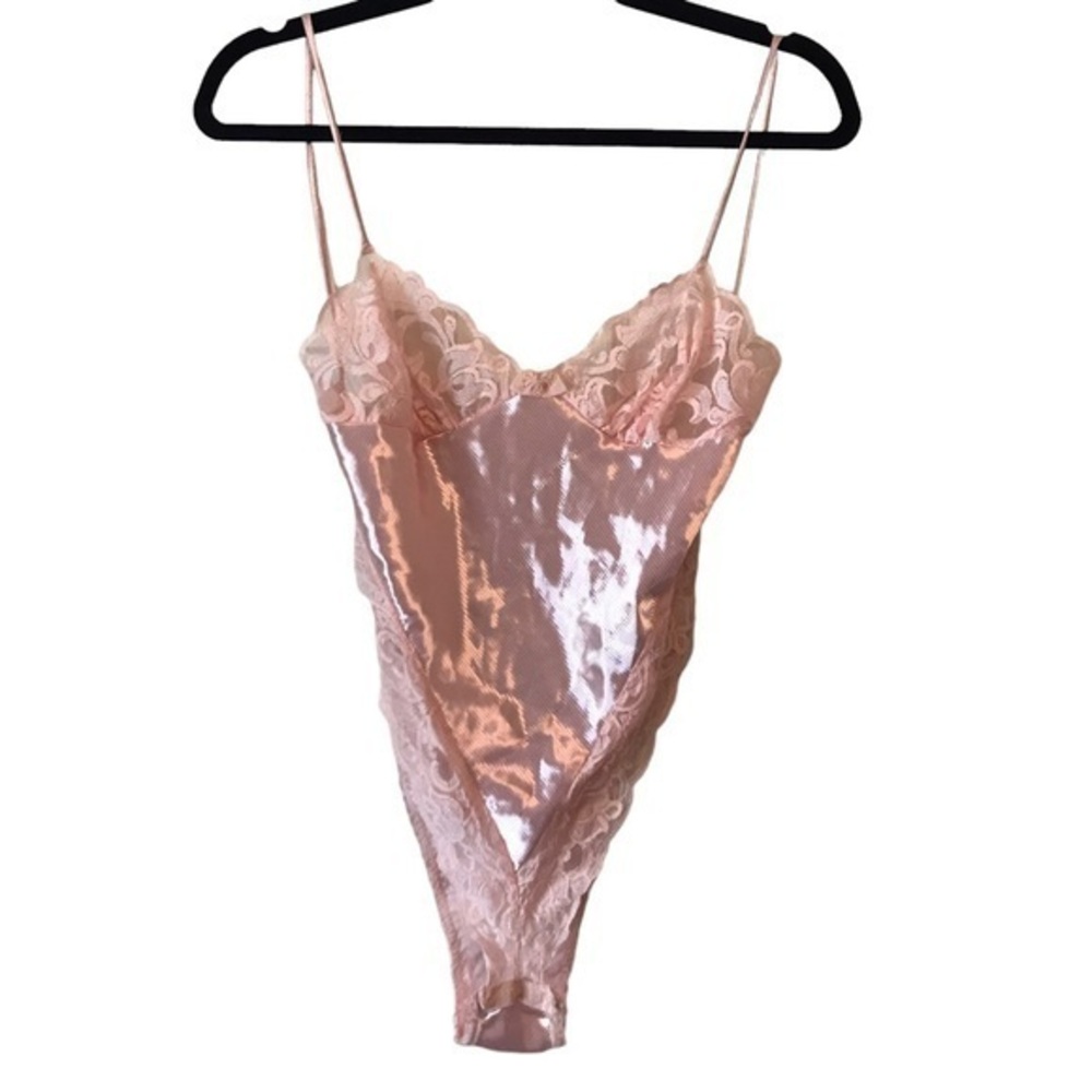 Vintage Pink Lace Trim Teddy Bodysuit